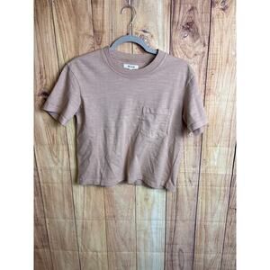 Madewell Cropped T-Shirt 100% Cotton Tan Beige Women's Size XS